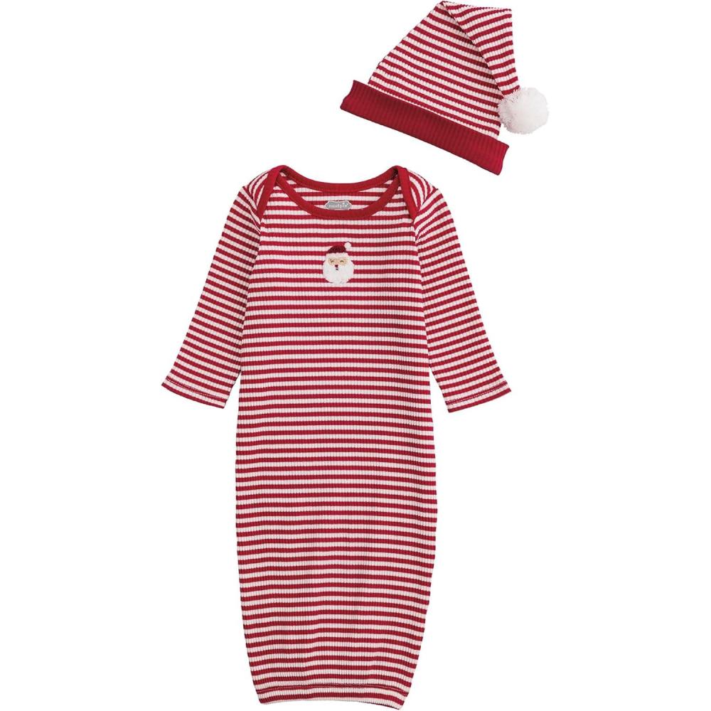 image:imageMud Pie Baby Girls Kids Christmas Stripe Santa Gown Hat Set