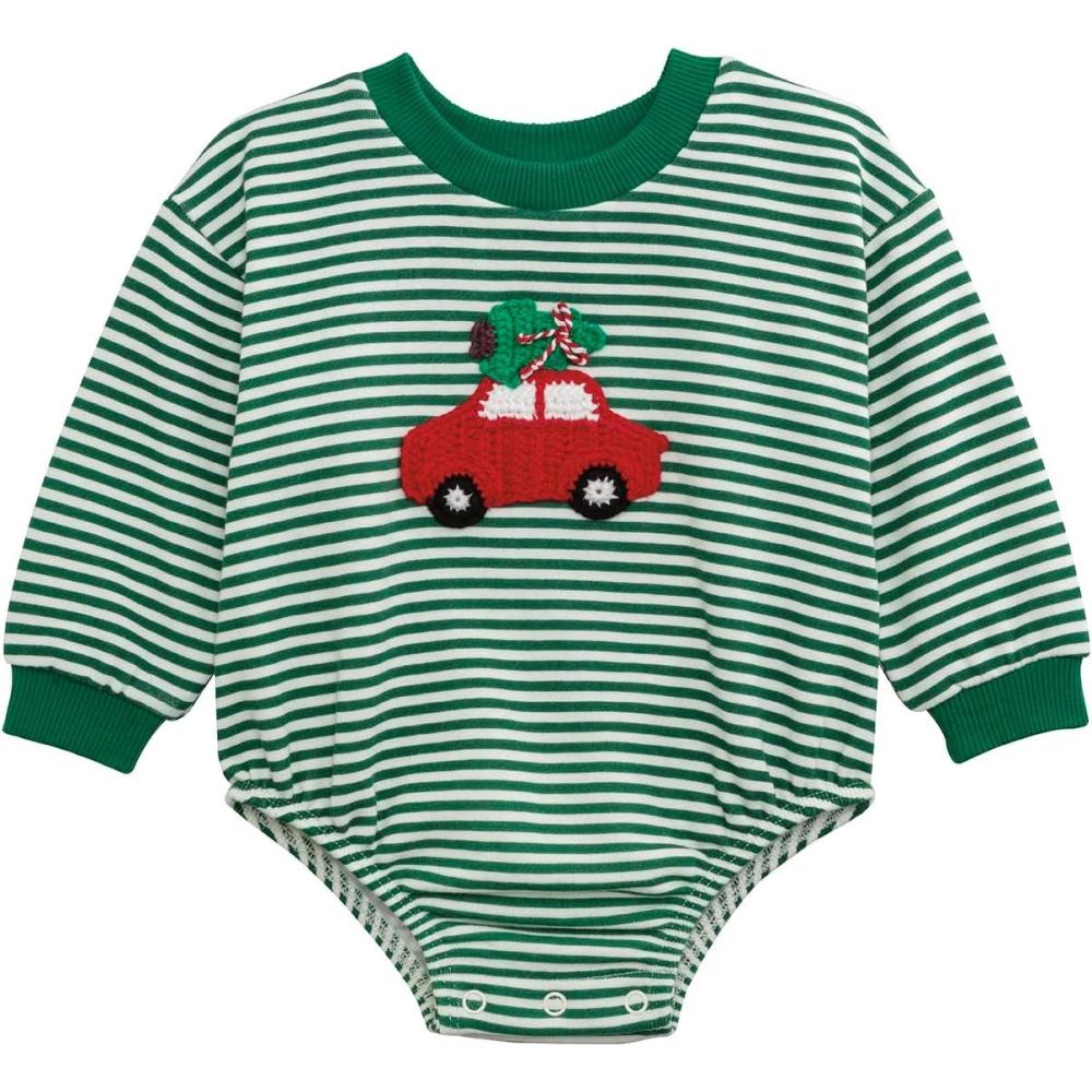 image:imageMud Pie Boys Kids Christmas Crochet Car Sweatshirt BubbleGreen