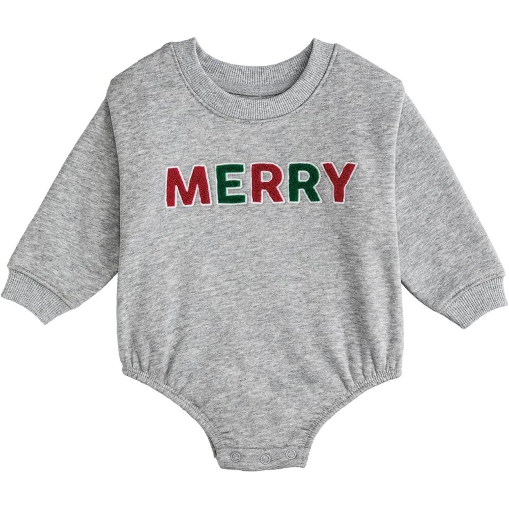 image:imageMud Pie Boys Kids Christmas Merry Sweatshirt BubbleGrey