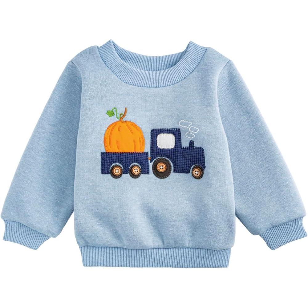 image:imageMud Pie Boys Pumpkin Tractor SweatshirtBlue