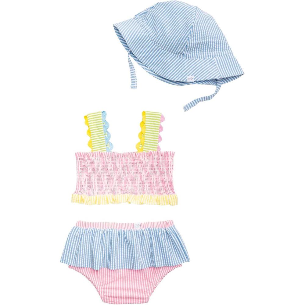 image:imageMud Pie Girls Mud Pie Baby Girl Baby Seersucker Smocked Three Piece Swimsuit SetPink