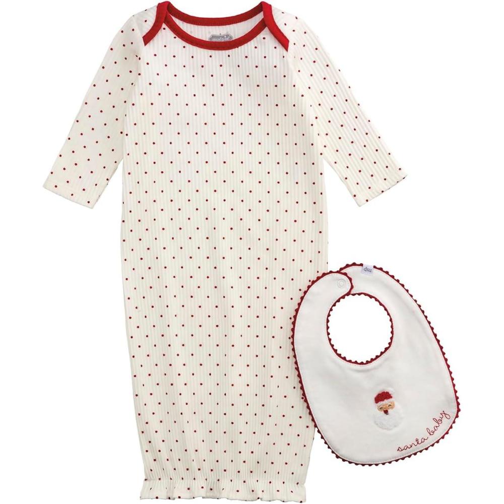 image:imageMud Pie Kids Christmas Dot Santa Gown Bib Set White