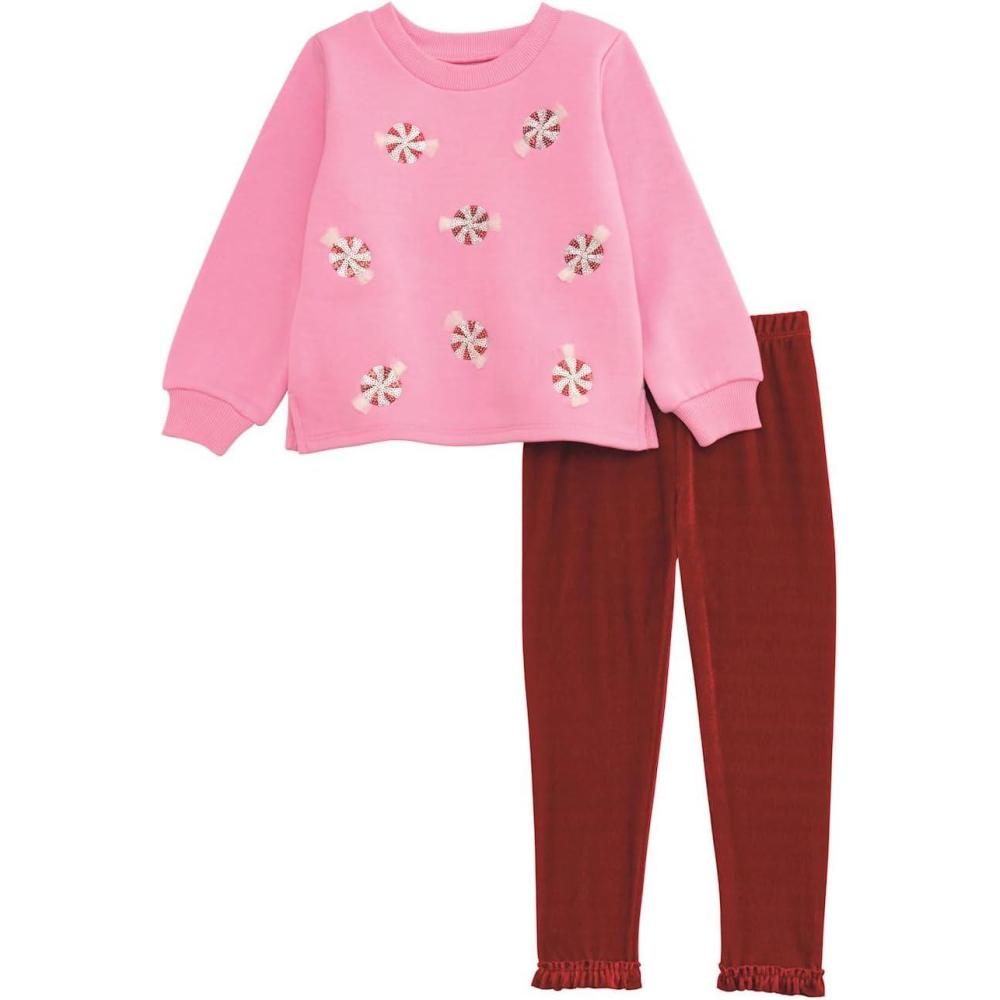 image:imageMud Pie Kids Christmas Peppermint Shirt And Legging Set