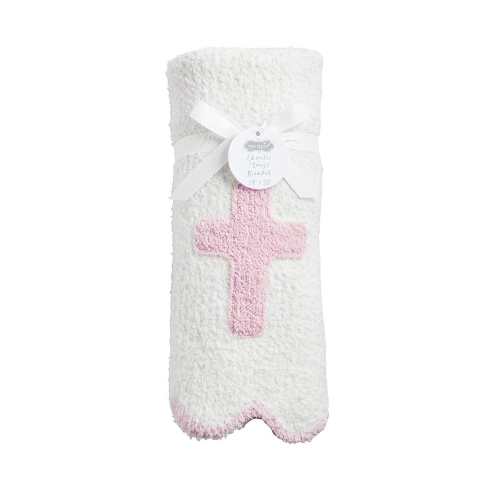 image:imageMud Pie Kids Pink Cross Chenille Blanket