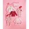 Mud Pie Baby Girls Kids Christmas Velour Sequin Bow Tutu Crawler(Pink)