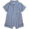 Mud Pie Baby Boy Gingham Collar Shortall(Blue)