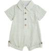 Mud Pie Baby Boy Gingham Collar Shortall(Green)