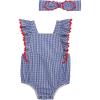 Mud Pie Baby Girl Gingham Ric Rac Bubble And Headband