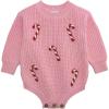 Mud Pie Girls Kids Christmas Candy Cane Sweater Bubbles(Pink)