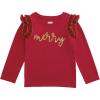 Mud Pie Girls Kids Christmas Holiday Tinsel Long Sleeve Shirt(Red)