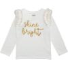 Mud Pie Girls Kids Christmas Holiday Tinsel Long Sleeve Shirt(White)