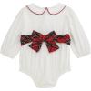 Mud Pie Girls Kids Christmas Poplin Tartan Bow Bubble(White)