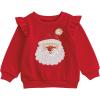 Mud Pie Girls’ Mud Pie Kids Christmas Sequin Santa Sweatshirt(Red)