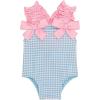 Mud Pie Toddler Girl Crinkle Check Baby One Piece Swimsuit