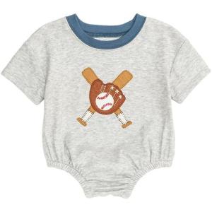 Mud Pie Baby Boy Baseball Tshirt Bubble(Grey)