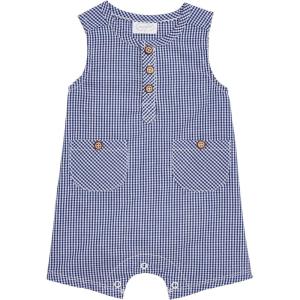 Mud Pie Baby Boy Gingham Romper(Blue)