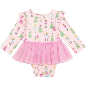 Mud Pie Baby Girls’ Mud Pie Kids Christmas Nutcracker Print Tutu Crawler(Pink)