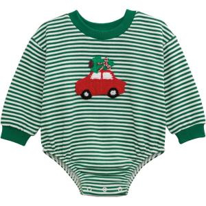 Mud Pie Boys Kids Christmas Crochet Car Sweatshirt Bubble(Green)