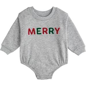 Mud Pie Boys Kids Christmas Merry Sweatshirt Bubble(Grey)