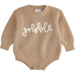 Mud Pie Boys’ Mud Pie Kids Thanksgiving Gobble Sweater Bubble(Khaki)