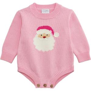 Mud Pie Girls’ Mud Pie Kids Christmas Santa Sweater Bubble(Pink)