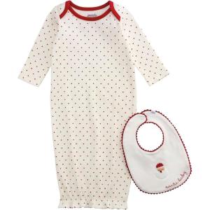 Mud Pie Kids Christmas Dot Santa Gown Bib Set White
