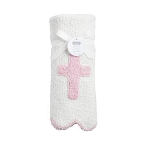 Mud Pie Kids’ Pink Cross Chenille Blanket