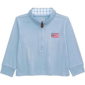 Mud Pie Toddler Boy Light Blue Flag Quarter Zip Pullover