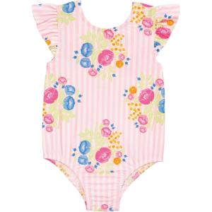 Mud Pie Toddler Girl Floral Stripe Toddler One Piece Swimsuit