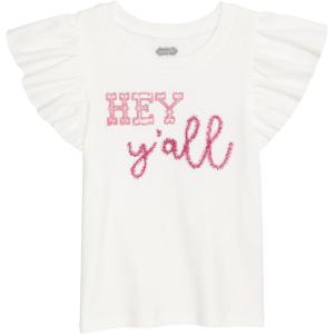 Mud Pie Toddler Girl Western Glitter Tee(White)