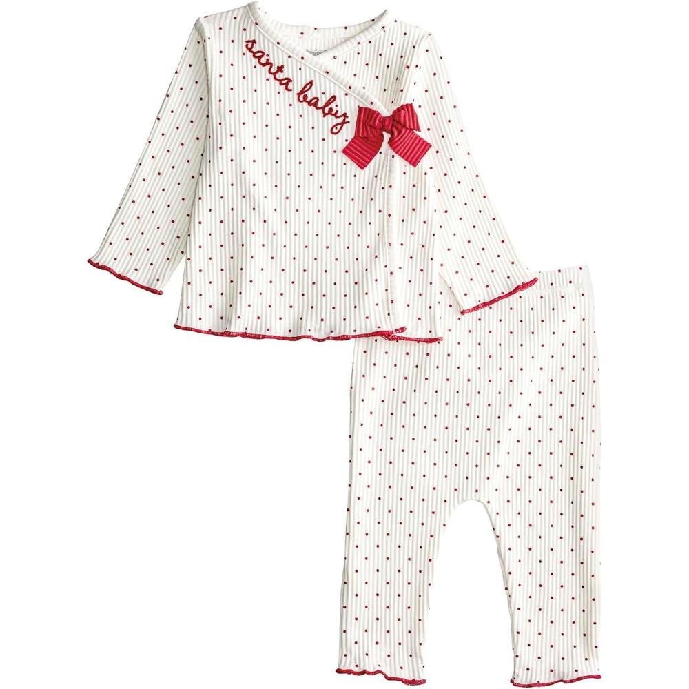 image:imageMud Pie Baby Girls Kids Christmas Dot Santa Baby SetWhite