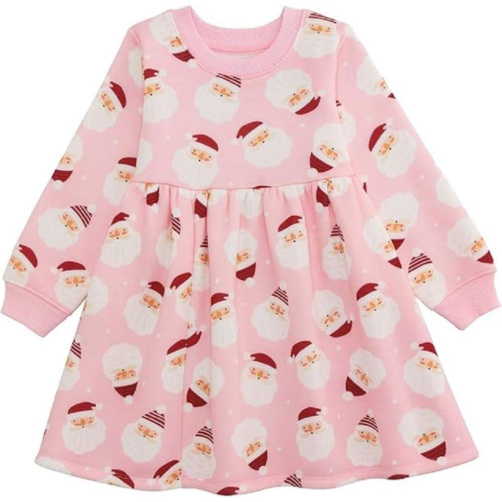 image:imageMud Pie Baby Girls Mud Pie Kids Christmas Printed Santa DressPink