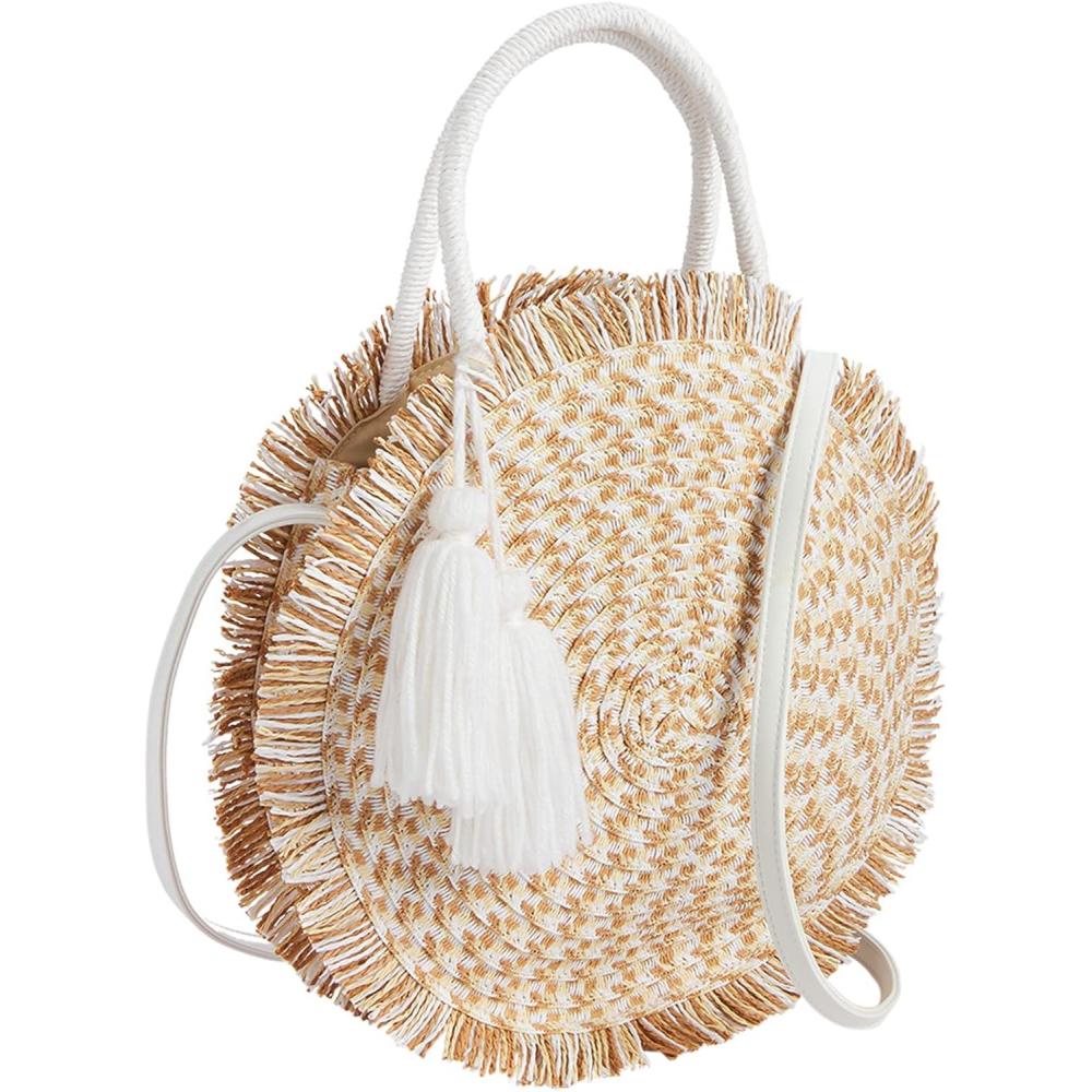 image:imageMud Pie Circle Fringe Tote White