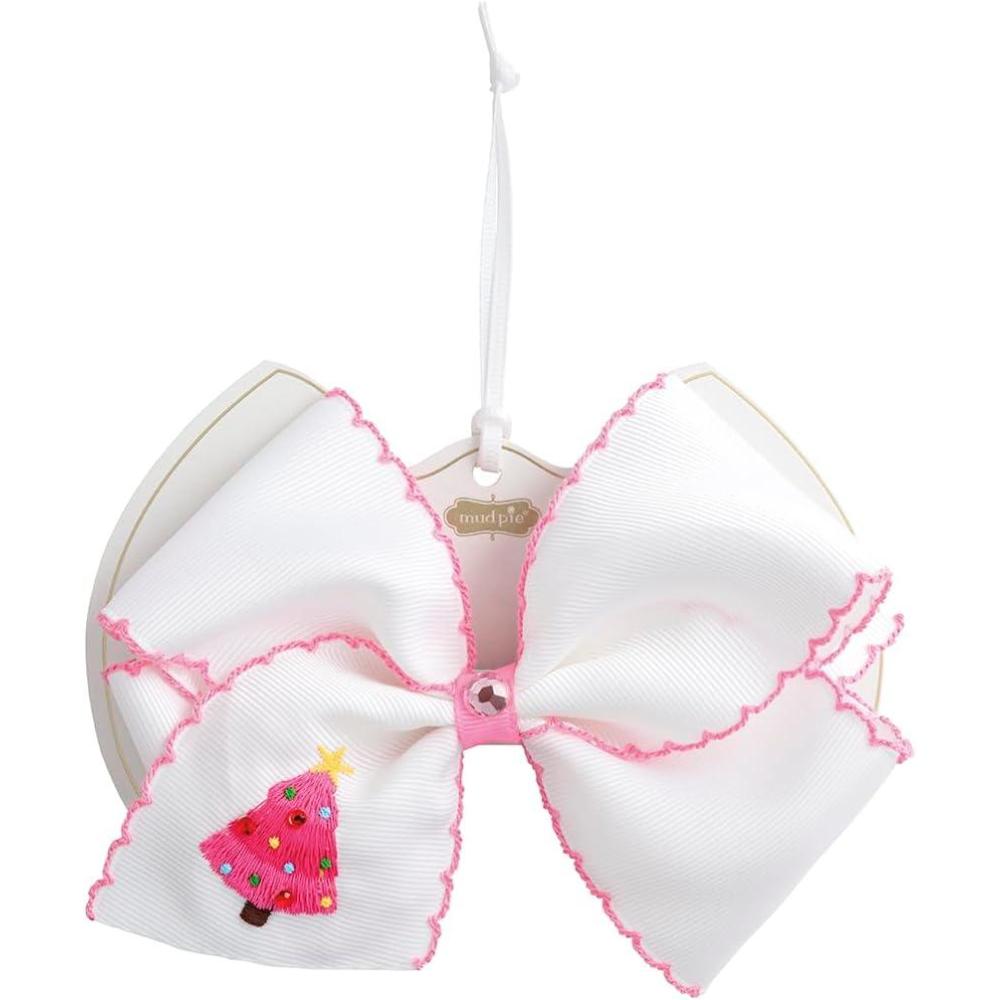 image:imageMud Pie Girls Kids Christmas Embroidered Bows Pink 4 14 x 5 12