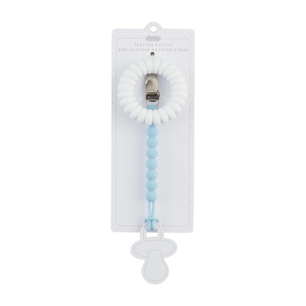 image:imageMud Pie Kids White Teether and Pacy Strap Pacy Strap 7  Rattle 3 Dia