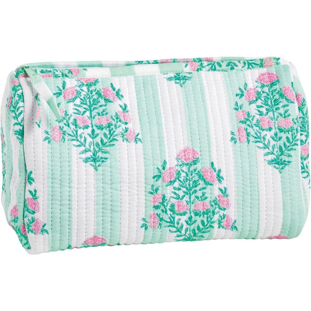 image:imageMud Pie Womens Pink Stripe Dahlia Block Print CaseGreen
