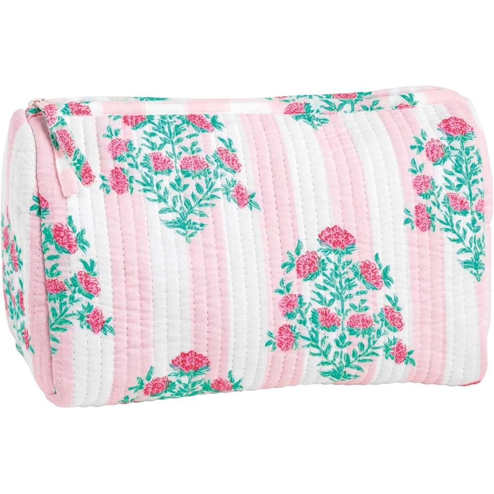 image:imageMud Pie Womens Pink Stripe Dahlia Block Print CasePink