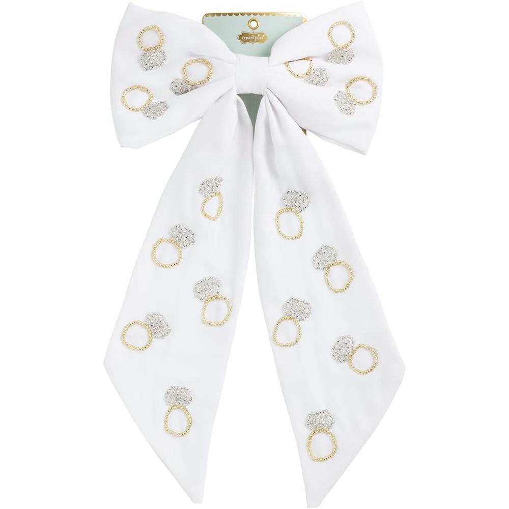 image:imageMud Pie Womens Wedding Hair BowWhite with Rings
