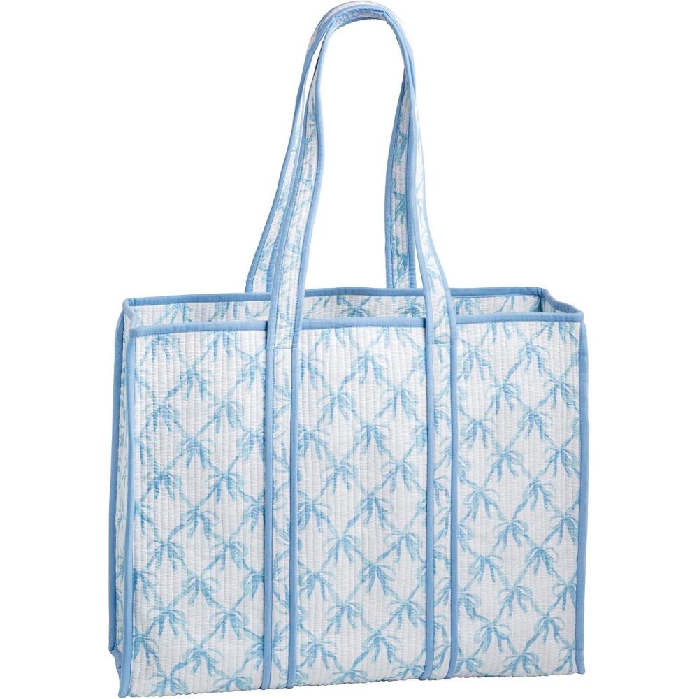 image:imageMud Pie Womens White Bow Block Print Tote