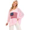 Mud Pie Women’s One Size American Flag Sweater(Pink)