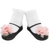 Mud Pie Baby Girls’ Black and Pink Puff Socks, 0-12 Months