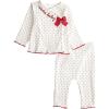 Mud Pie Baby Girls Kids Christmas Dot Santa Baby Set(White)