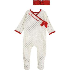 Mud Pie Baby Girls’ Mud Pie Kids Christmas Dot My 1st Christmas Sleeper(White)