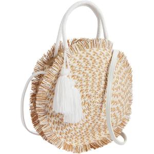 Mud Pie Circle Fringe Tote, White