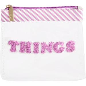 Mud Pie Women’s Clear Vinyl Travel Case and Boucle Patch(Things)