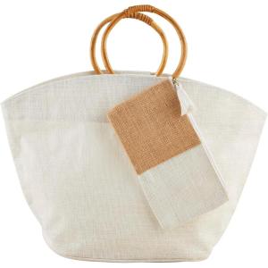 Mud Pie Women’s Mud Pie Women’s Jute Tote & Case Set(Cream)