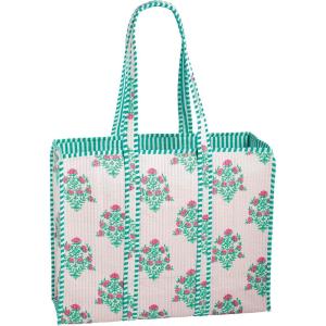Mud Pie Women’s Pink Dahlia Block Print Tote