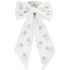 Mud Pie Women’s Wedding Hair Bow(White with Rings)