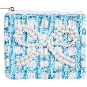 Mud Pie Women’s White Bow Beaded Case(Blue)
