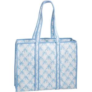 Mud Pie Women’s White Bow Block Print Tote